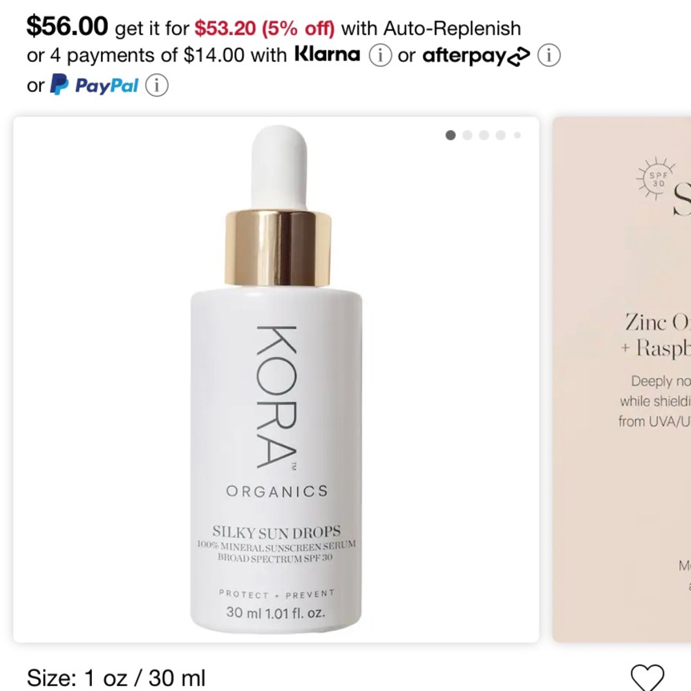 Kora Organics sunscreen serum spf 30